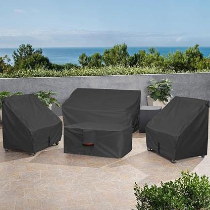Porch Shield Patio Fire Pit Cover - Waterproof 600D Outdoor Rectangular Gas Fire Table Cover Deck Box Protector - 48 x 28 inch, Black
