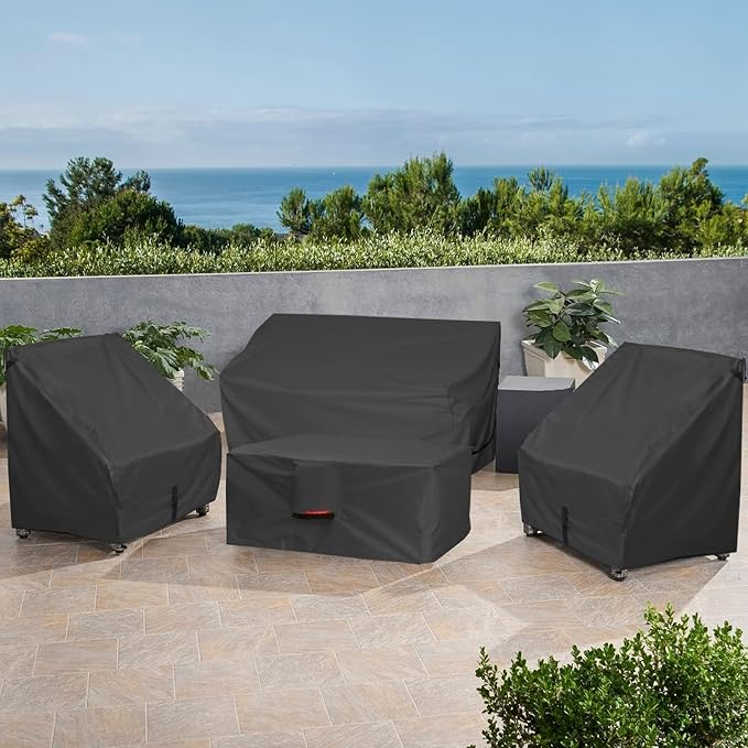 Porch Shield Patio Fire Pit Cover - Waterproof 600D Outdoor Rectangular Gas Fire Table Cover Deck Box Protector - 58 x 30 inch, Black