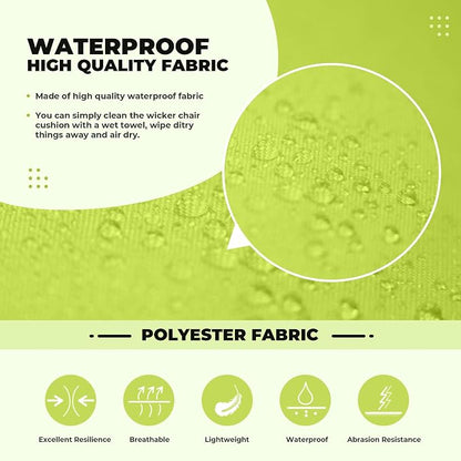 DANGHOOGY Wicker Chair Cushions, Waterproof Outdoor Loveseat Cushions for Patio Furniture, Tufted Wicker Furniture Cushions, 1 Loveseat and 2 U-Shaped Cushions, Light Green