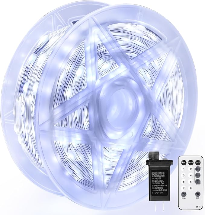 OGORI 328FT 1200LED Fairy Lights Outdoor, Cool White Fairy String Lights 8 Modes Remote & Timer, IP67 Waterproof Fairy Tree Lights for Bedroom, Wedding, DIY, Centerpiece, Christmas Decorations