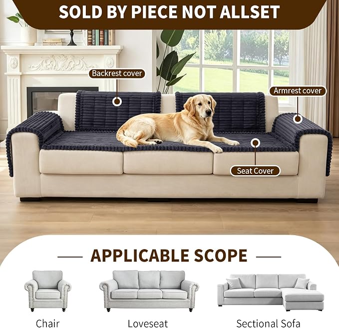 Leakproof Couch Cover for Dogs, Non Slip Washable Sofa Protector | Stain-Resistant Window Seat Cushions Chair Mat Car Seat Cover for Kids Pets (DarkGray 21.6" x 21.6")