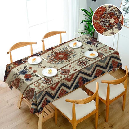 Swono Mexican Floral Rectangular Tablecloth Ethnic Geometric Flowers Washable Table Cloth Kitchen Dining Room Table Cover for Home Party Coffee Wedding 50x72 Inch Tablecloths