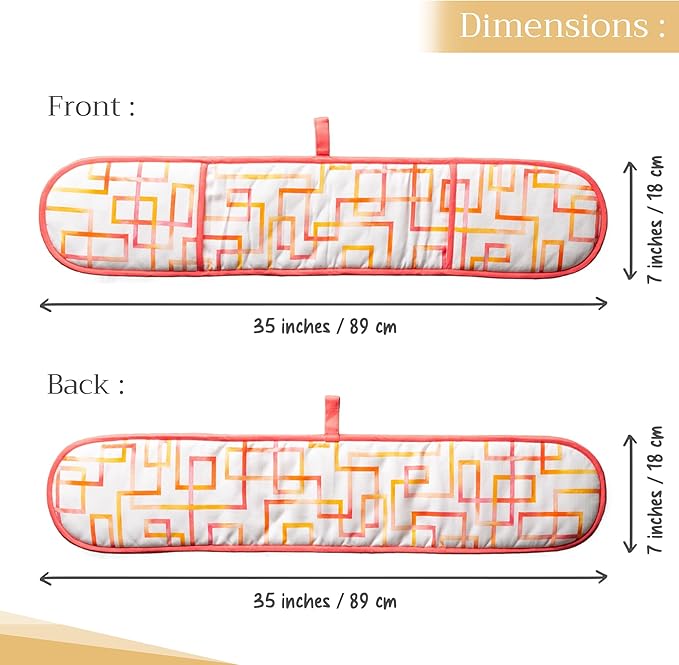 Maison d' Hermine Double Oven Mitts 100% Cotton 7"x35" Double Oven Mitt Heat Resistant BBQ Cooking Gloves with Loop Baking Grilling Kitchen Hotel Home Farmhouse Spring Summer (Summer Maze)
