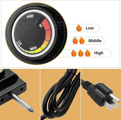 Adjustable Thermostat Controller Probe Cord for Masterbuilt Analog Electric Smokers, Thermostat Control with Power Cord Replacement Parts for Most Electric Smoker and Grills Heating Element
