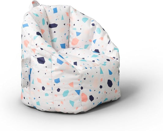 Big Joe Milano Child-Sized Bean Bag Chair for Kids Bedroom and Reading Nook, Dolce Terazzo Lenox, Durable Easy-Clean Woven Polyester, Refillable