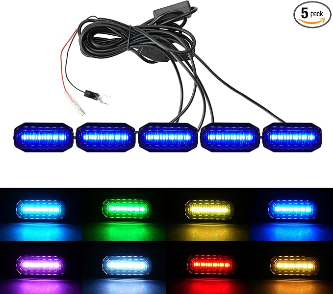 RGB LED Grille Lights Compatible with 2024-2025 Jeep Wrangler JL JLU JT,5PCS 16 Color-Changing OEM Grill Lights with APP Control Adjustable Atmosphere,Music Sync,IP68 Waterproof