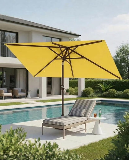 6.5x10FT Patio Umbrella, Outdoor Umbrella with Push Button Tilt and Crank, 8 Sturdy Ribs, UV Protection & Waterproof Market Umbrella for Pool, Backyard, Beach,Deck (Yellow)
