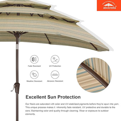 ABCCANOPY 5-Year 10-Year No Fading 9FT 3 Tiers Patio Umbrella, Outdoor Table Umbrella with 8 Sturdy Ribs for Deck, Backyard, Garden, Yard