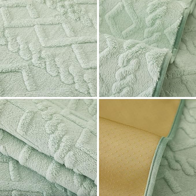 vctops Geometric Jacquard Plush Sofa Couch Covers Farmhouse Neutral Non Slip Sectional Couch Cover Soft Warm Sofa Slipcover for Dogs, Children, Pets Furniture Protector (Green,28"x28")
