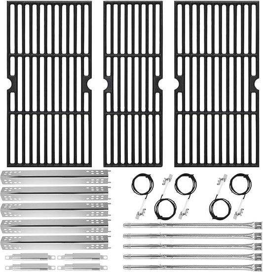 Replacement Grill Parts for Charbroil Performance 5 Burner 463347519 463275517 463347518 18" Grill Grate Burner Heat Plates for Char-Broil 4463243519 463373019 463243518 463373319 Gas Grill Parts Kit