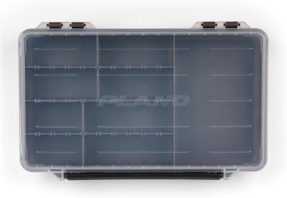 Plano StowAway 3600 50/50 Split Stow Tackle Box, 4-Pack, Corrosion-Preventive Rustricor, Single Latch Design, Transparent DuraView Lid, Stackable Storage for Fishing Bait, Lures and Gear