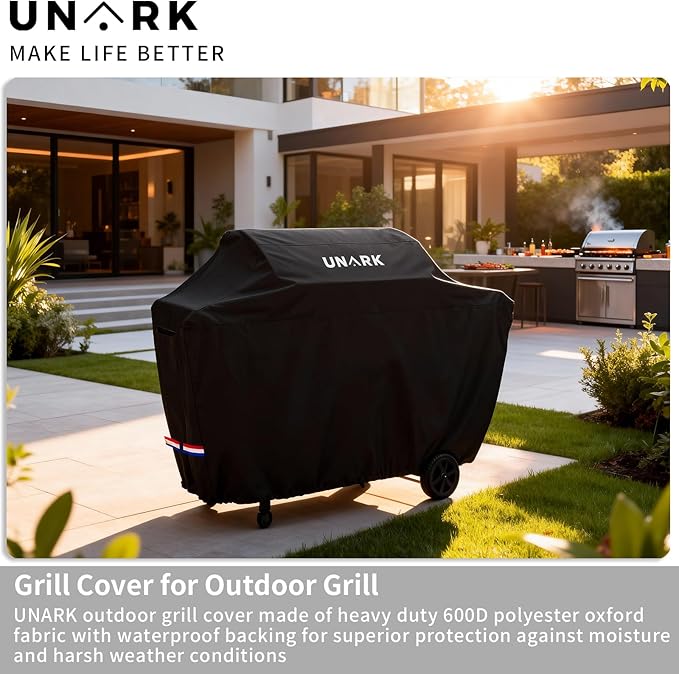 Grill Cover for Outdoor Grill 65 inch, Gas Grill Covers Heavy Duty Waterproof Suitable for Weber Genesis 2, All Weather Protection 65 Inch Grill Cover 65" L x 24" W x 46" H Black