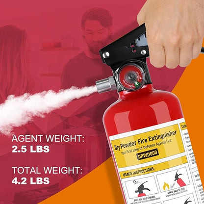 ABC Fire Extinguisher for Home- 1-A:10-B:C Rated Dry Chemical Extinguisher, Extintor Para Carro Fire Safety Equipment with Quick-Release Handle for Kitchen, Business, Vehicle