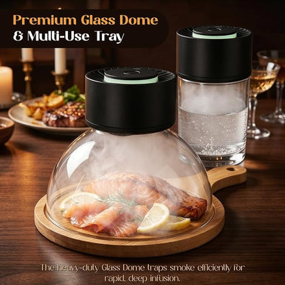 Umimile Electric Cocktail Smoker Kit, USB-C Rechargeable Torch-Free Whiskey Smoker for Cocktails and Food, Adjustable Smoke Control, Glass Cover, Wood Tray, 6 Wood Chips (7.09 inches)