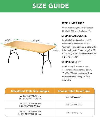 Fitted Tablecloth Rectangle Table Cloths with Elastic, 6 ft, Gold, 6 Pack | For Outdoor Picnic Camping Party 6 foot Folding Spandex Table Covers, Water-Resistant, Windproof, Reusable, 72"L x 30"W