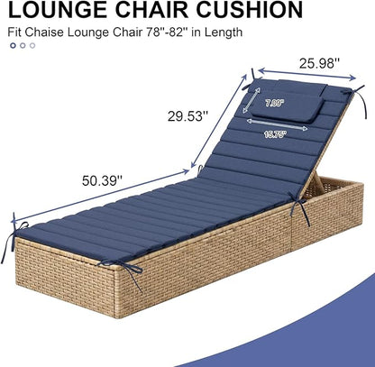 Crestlive Products Chaise Lounge Cushion Outdoor Set of 2, Foldable Waterproof Pool Lounge Chair Cushions with Straps, Lounger Cushions for Outdoor Furniture, 80''Lx26''W (Sky Blue)