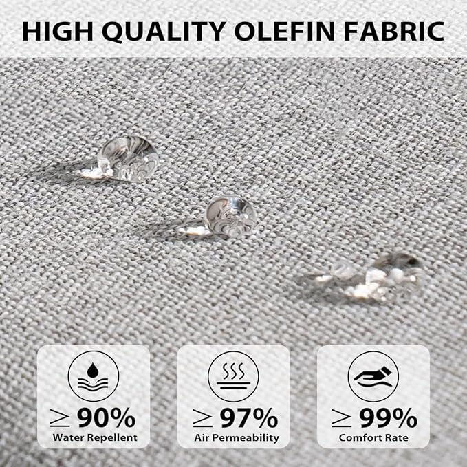Sundale Outdoor Olefin Quilted Lounge Cushion Set of 2, Patio Foldable Chaise Lounger Cushion, Water-Resistant Lounge Chair Pad with Straps Light Gray, 80 x 26 inches