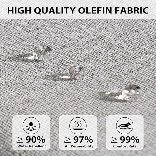 Sundale Outdoor Olefin Quilted Lounge Cushion Set of 2, Patio Foldable Chaise Lounger Cushion, Water-Resistant Lounge Chair Pad with Straps Light Gray, 80 x 26 inches