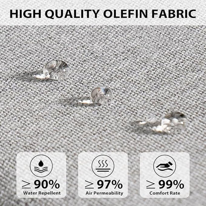 Sundale Outdoor Olefin Quilted Lounge Cushion Set of 4, Patio Foldable Chaise Lounger Cushion, Water-Resistant Lounge Chair Pad with Straps Light Gray, 80 x 26 inches
