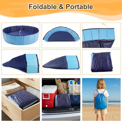 Aywewii 48'' Large Sandbox for Kids, Foldable Sand Box for Outdoor Indoor | No Tools Unfold & Play, Easy to Clean with Drain Cap, Portable Carry Bag, Sand Pit for Yard Patio Park Beach Camping, Gifts