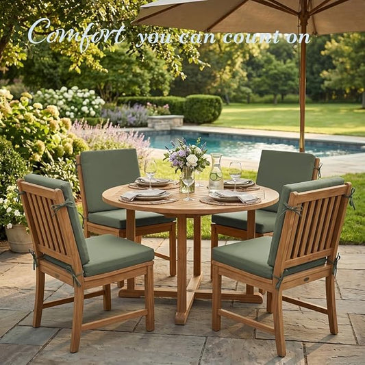 California Umbrella Outdoor Dining Chair, Set of 4 Patio Seat Cushions, 20 x 40 Inch, Premium Outdoor Memory Foam, Fade Resistant, Sunbrella Fabric, Fabric Ties, Spa