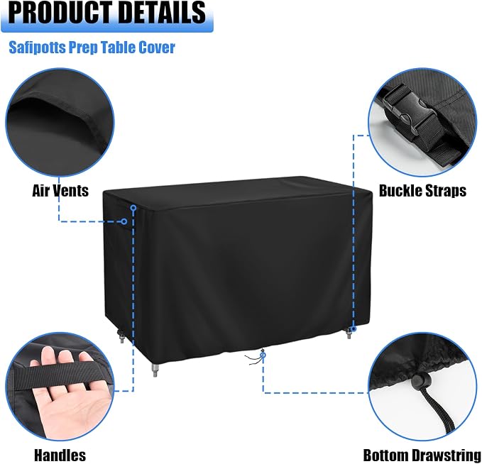 420D Outdoor Prep Table Cover 48 Inch,48''L x 24''W x 35''H,Black | Waterproof Patio Stainless Steel Table Cover, Workbench Covers Waterproof, Picnic BBQ Grill Cart Cover