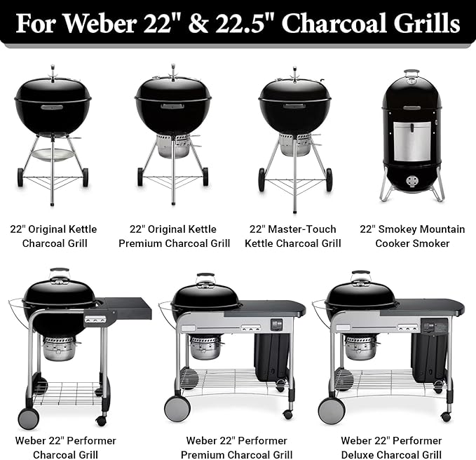 Uniflasy Cast Iron Cooking Grate for Weber 22 inch Kettle Grills, Gourmet BBQ System, One-Touch, Bar-B-Kettle, Master-Touch, Performer, for Weber 22.5 inch Original Kettle Premium Charcoal Grill, 8835