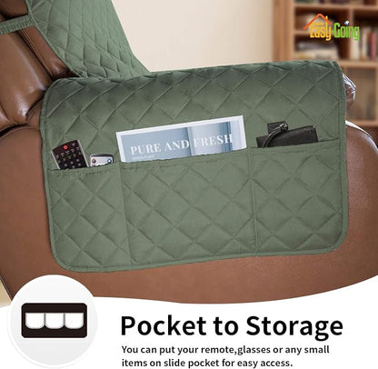 Easy-Going Oversized Recliner Cover Reversible Couch Cover Sofa Cover for Living Room Water Resistant Furniture Protector with Elastic Straps for Pets Kids (Oversized Recliner, Greyish Green/Beige) | Machine Washable Slipcover For Dogs, Water Resistant...