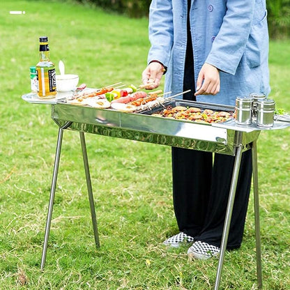 Bbq Grill Charcoal Grill Charcoal Stove Portable Stainless Steel Grill Outdoor Folding BBQ Barbecue Charcoal Grill Tool Kits For Cooking Picnic Barbecue Grill Charcoal Griddle