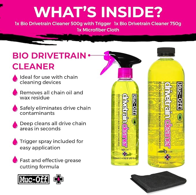 Muc-Off Bio Drivetrain Cleaner | Effective Biodegradable Bicycle Chain Cleaner and Degreaser Spray | Suitable for All Types of Bike