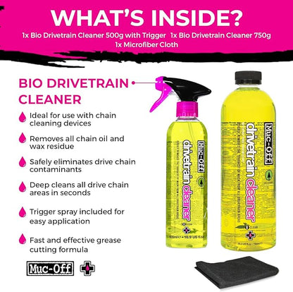 Muc-Off Bio Drivetrain Cleaner | Effective Biodegradable Bicycle Chain Cleaner and Degreaser Spray | Suitable for All Types of Bike