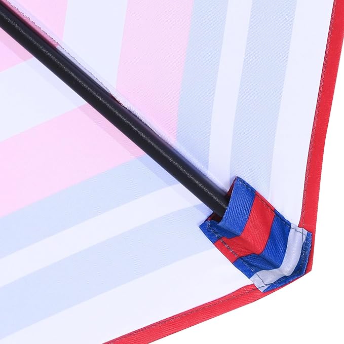 MASTERCANOPY Patio Umbrella 7.5 ft Replacement Canopy for 6 Ribs-Navy and Red Stripes Canopy Only