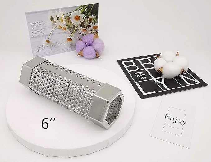 Smoker Smoke Tube Box for Pellets Grill, 304 Stainless Steel BBQ Cold Smoker Generator Tube, 2.5 Hours of Billowing Hot or Cold Smoking - 6" Hexagon - 1Pack