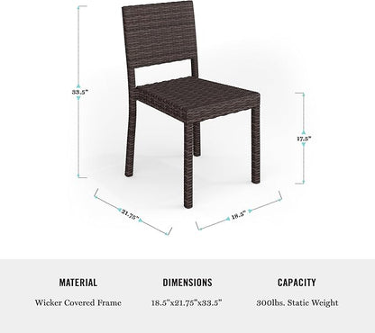 Martha Stewart Bedford Indoor-Outdoor Stackable Patio Chair with Rattan Wicker Finish in Brown