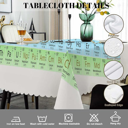 Swono Periodic Table of Elements Tablecloths Colorful Chemistry Atomic Elements Kitchen Dinning Tabletop Decoration, Polyester Table Cover for Indoor Outdoor 50x72 Inch Tablecloth