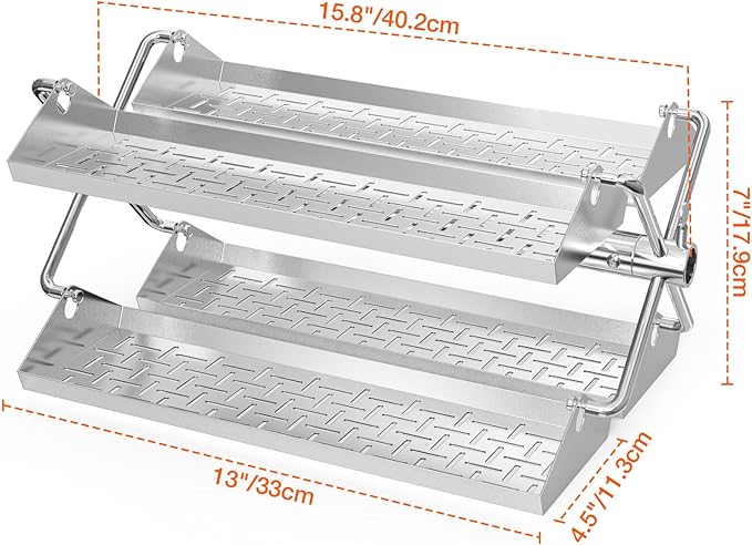 onlyfire Stainless Steel BBQ Rotating Tray Rotisserie Basket for Most Grills, Fits for 3/8" & 5/16" Square, 1/2" & 3/8" Hexagon Spit Rods