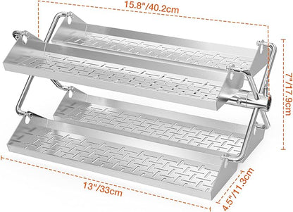 onlyfire Stainless Steel BBQ Rotating Tray Rotisserie Basket for Most Grills, Fits for 3/8" & 5/16" Square, 1/2" & 3/8" Hexagon Spit Rods