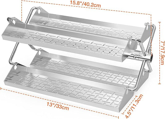 onlyfire Stainless Steel BBQ Rotating Tray Rotisserie Basket for Most Grills, Fits for 3/8" & 5/16" Square, 1/2" & 3/8" Hexagon Spit Rods