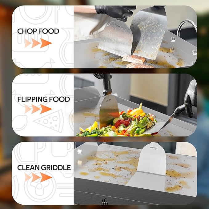 Onlyfire Griddle and Cooking Tool Kit, 23”x16” Outdoor Flat Top Griddle Plate with BBQ Scraper, Spatula and Scouring Pad for Gas and Charcoal Grills