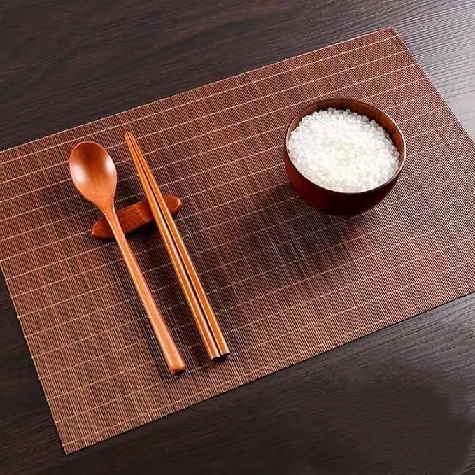 Dining Table Placemat, Heat-Resistant Place Mat Stain Resistant Anti-Skid Washable Bamboo Table Mat Placemat Kitchen Table mat… (Dark Brown(Square))