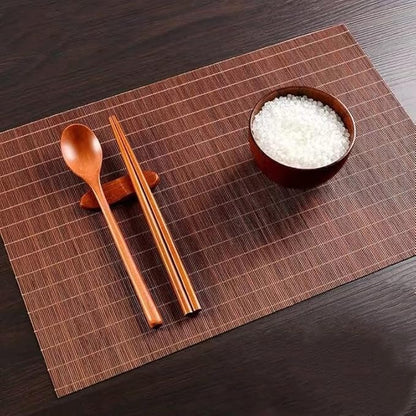 Dining Table Placemat, Heat-Resistant Place Mat Stain Resistant Anti-Skid Washable Bamboo Table Mat Placemat Kitchen Table mat… (Dark Brown(Square))