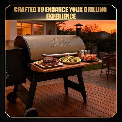 QuliMetal Foldable Front Shelf for Traeger Pro 34 Series, Texas Elite 34 and Century 885, 36.61" Grill Front Table, BBQ Prep Shelf Accessory, Quality Steel Front Shelf