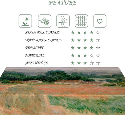 52x70 Inch Oil Painting Rectangle Tablecloth Monet Haystacks Series Table Cloth Impressionist Art Washable Durable Table Cover for Dining Garden BBQ Home Farmhouse Decor