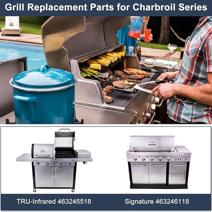 Criditpid Grill Replacement Parts for Charbroil TRU-Infrared 463245518, Stainless Steel Heat Plate Shields, Burner Tubes, Crossover Tube and Grill Ignitors for Char-Broil Signature 463246118.