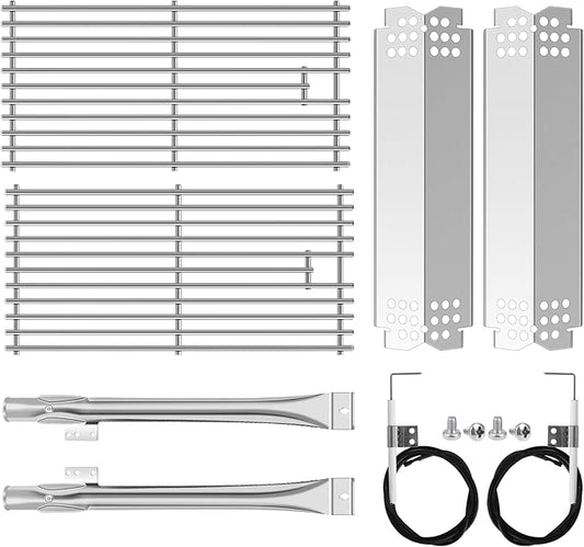 Grill Parts for Nexgrill replacement parts 2 Burner 720-0864 720-0864M,Stainless Cooking Grate,Heat Shield,Burner Kit for Megamaster 720-0864MA Grill Grates Replacement Parts kit for nexgrill grates