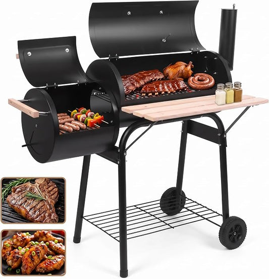 Charcoal Grills, Spherical Portable Charcoal Grills with 2 Wheels & Chimney, Barbecue Grill for Outdoor Backyard