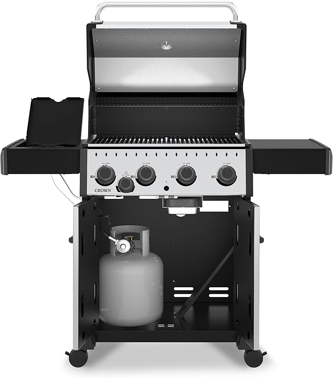 Broil King 865364 Crown S 440 4-Burner Propane Gas Grill in Stainless Steel with Side Burner