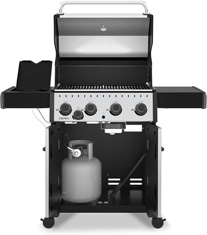 Broil King 865364 Crown S 440 4-Burner Propane Gas Grill in Stainless Steel with Side Burner