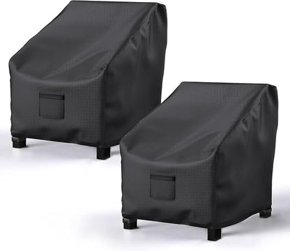 2 Pack Outdoor Patio Chair Covers Waterproof 40"Wx40"Dx36"H, Black | Patio Furniture Covers Protect from Rain, Dust & UV; Heavy-Duty Oxford Fits Lounge, Deep Seat & High Back Chairs on Lawns