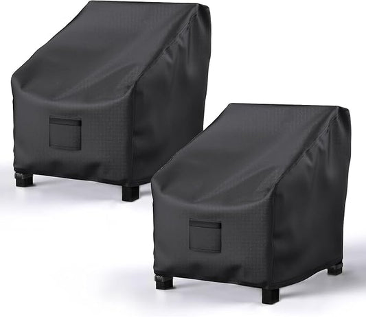 2 Pack Outdoor Patio Chair Covers Waterproof 40"Wx40"Dx36"H, Black | Patio Furniture Covers Protect from Rain, Dust & UV; Heavy-Duty Oxford Fits Lounge, Deep Seat & High Back Chairs on Lawns